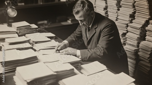 Man reviewing papers