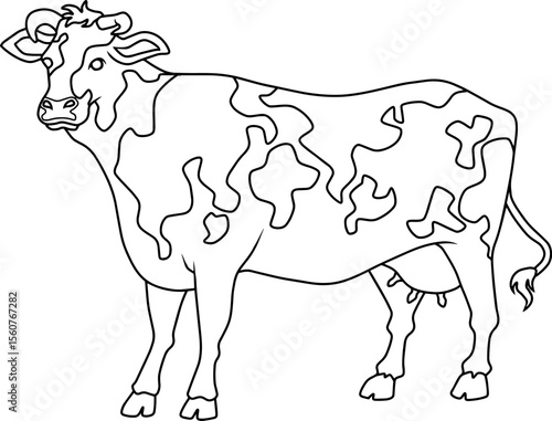  cow line vector illustration isolated on white background