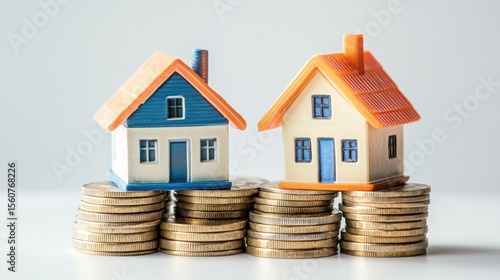 Wallpaper Mural Miniature homes on stacks of coins Torontodigital.ca