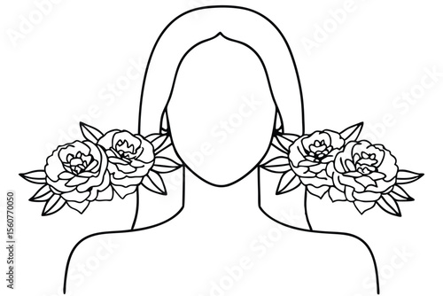 Floral adornment on person outline flowers roses
