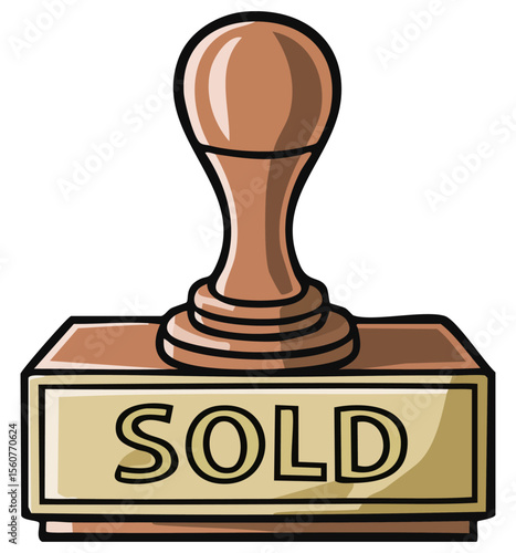 SOLD rubber stamp illustration 