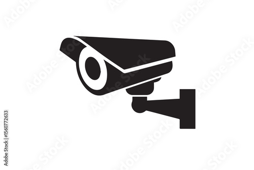 A cc tv camera silhouette with a simple, understated design set against a white background Simple