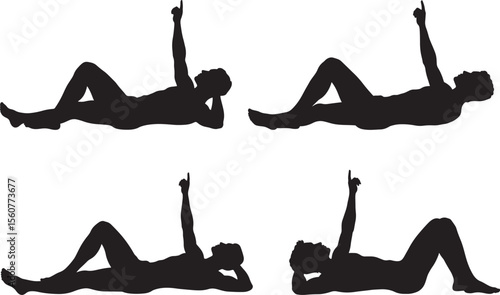 Man Lying Down in Contemplation Silhouette vector illustration