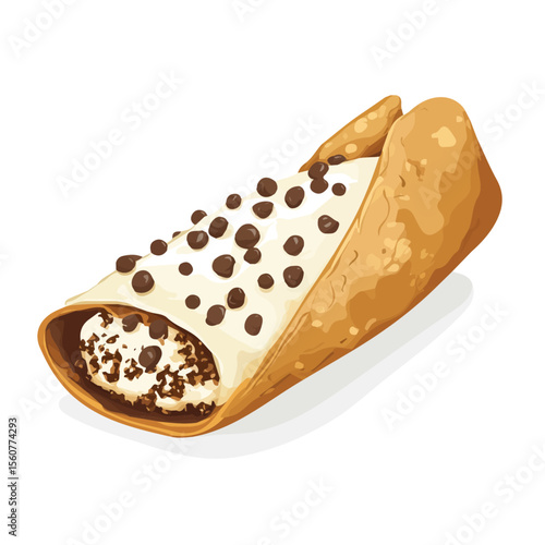 Minimal flat vector of a Cannoli, 2D icon-style illustration on white background