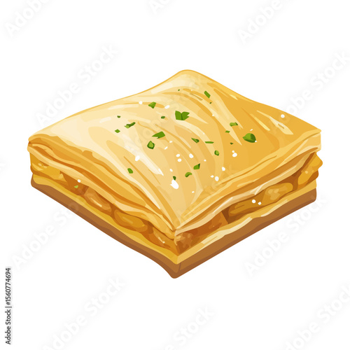 Flat 2D Baklava illustration, vector graphic in icon style, on white background