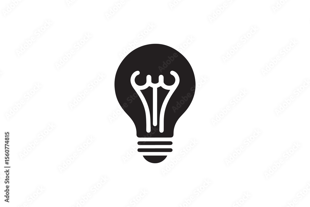 A bulb silhouette with a simple, understated design set against a white background Simple A bulb silhouette with a simple, understated design set against a white background Simple