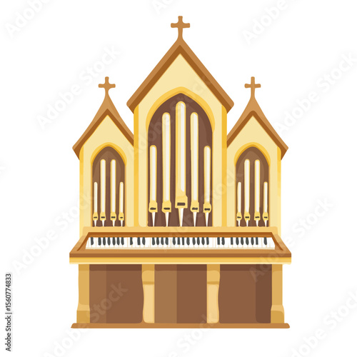 2D flat vector illustration of a Church Organ in icon style, isolated on white background
