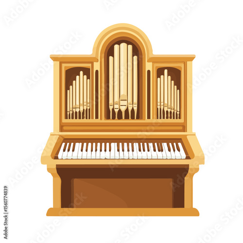 Minimal flat vector of a Church Organ, 2D icon-style illustration on white background