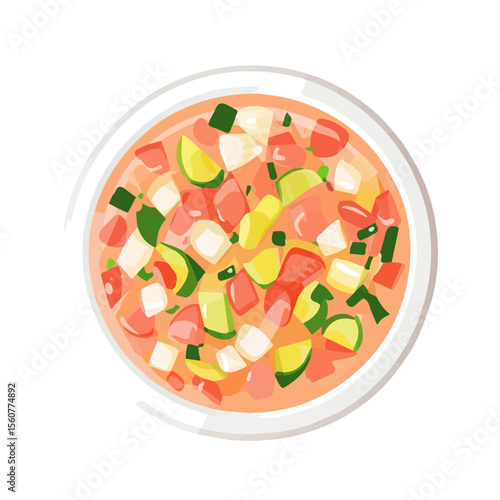 Flat 2D Ceviche illustration, vector graphic in icon style, on white background