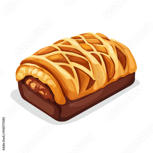 Beef Wellington, flat style 2D vector image, isolated on a white background