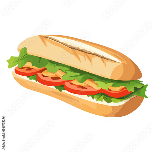 Banh Mi, flat style 2D vector image, isolated on a white background