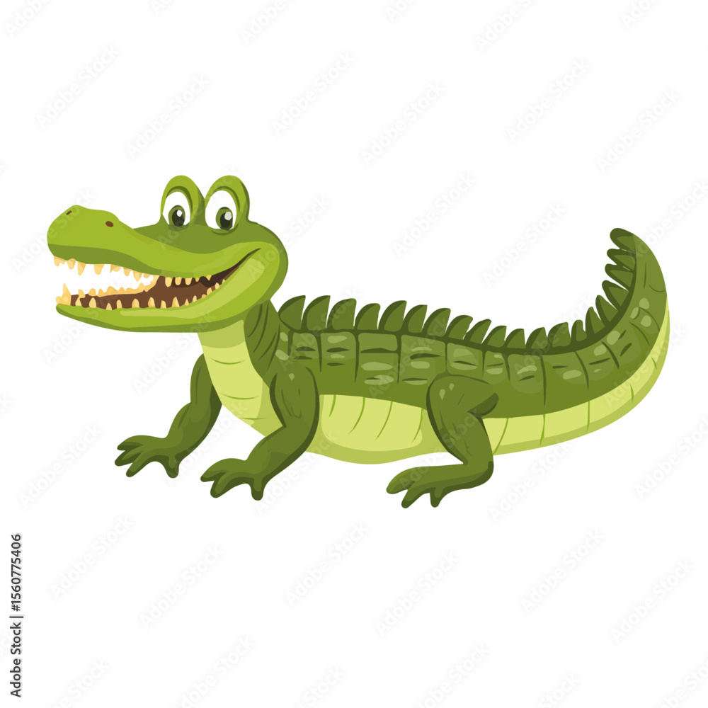 Obraz premium 2D flat vector illustration of a Alligator in icon style, isolated on white background