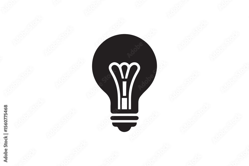 A bulb silhouette with a simple, understated design set against a white background Simple A bulb silhouette with a simple, understated design set against a white background Simple