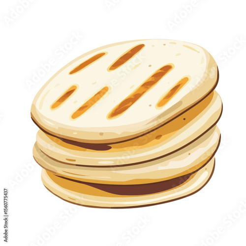 Flat 2D Arepas illustration, vector graphic in icon style, on white background
