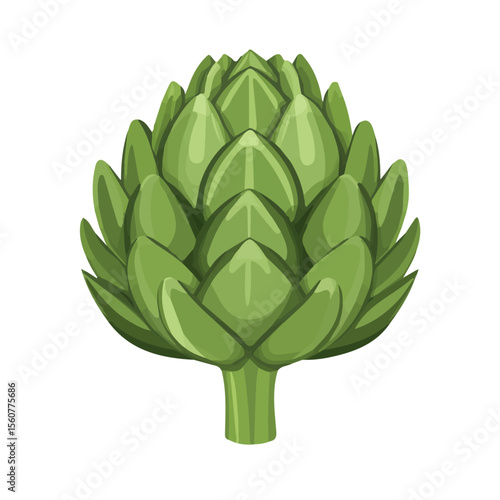 Artichoke, flat style 2D vector image, isolated on a white background