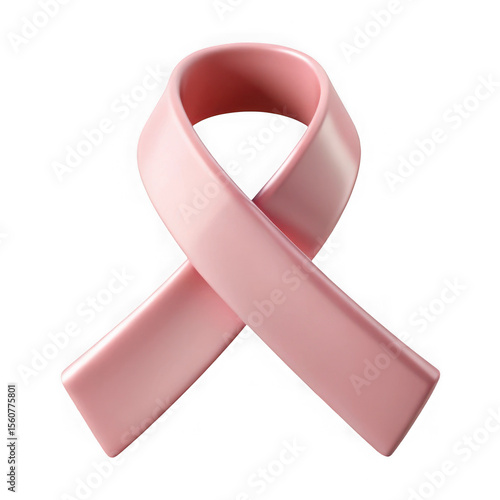 Realistic 3d rendered pink ribbon for breast cancer awareness isolated on transparent background