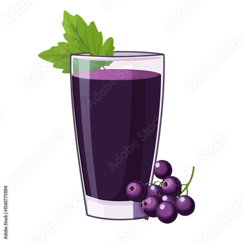 Minimal flat vector of a Blackcurrant Juice, 2D icon-style illustration on white background