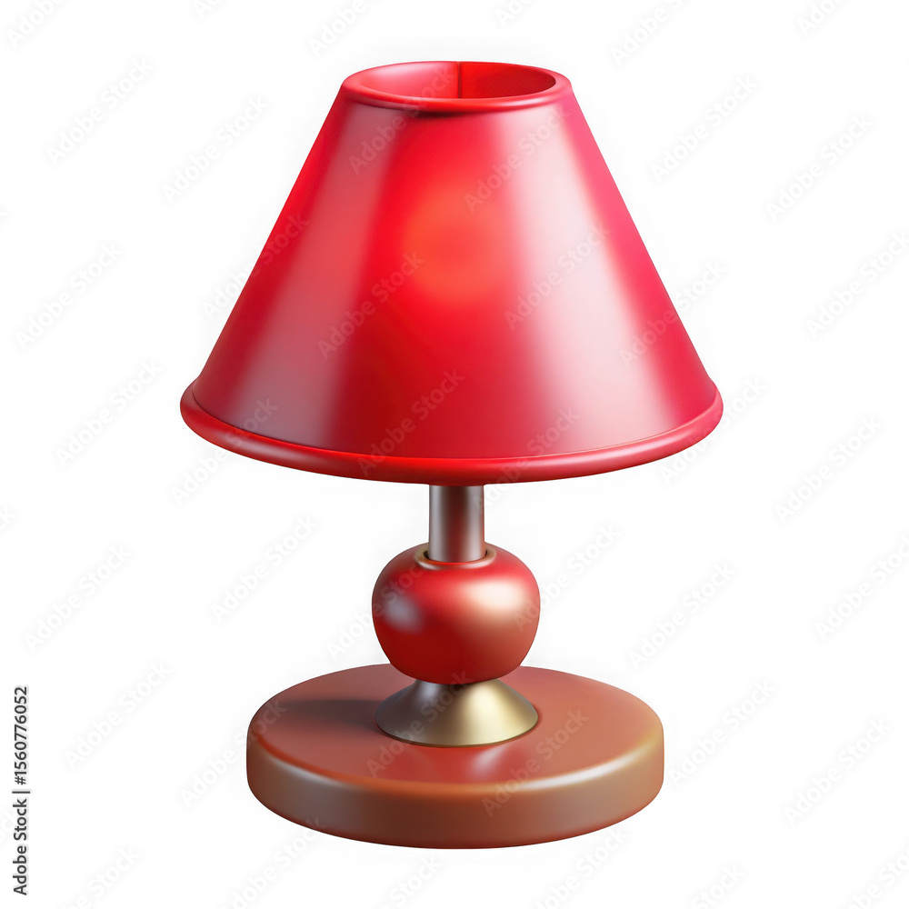 Obraz premium A stylish red desk lamp with a metallic base isolated on transparent background