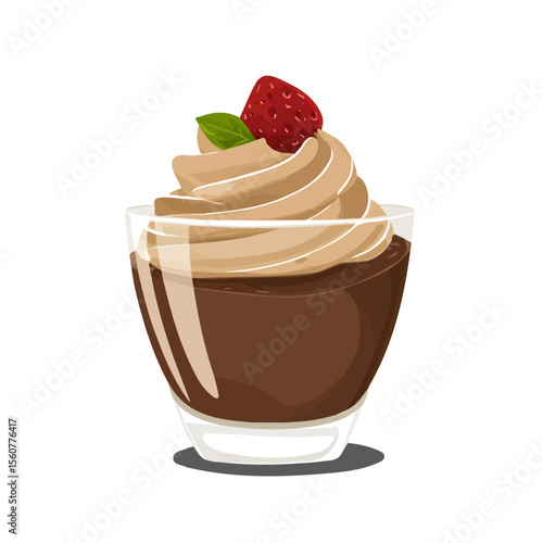 Flat 2D Chocolate Mousse illustration, vector graphic in icon style, on white background