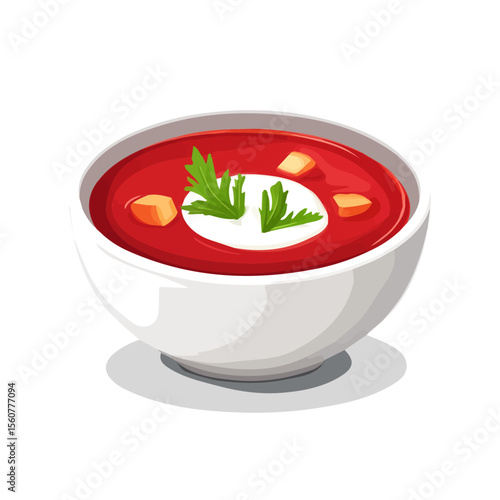Minimal flat vector of a Borscht, 2D icon-style illustration on white background