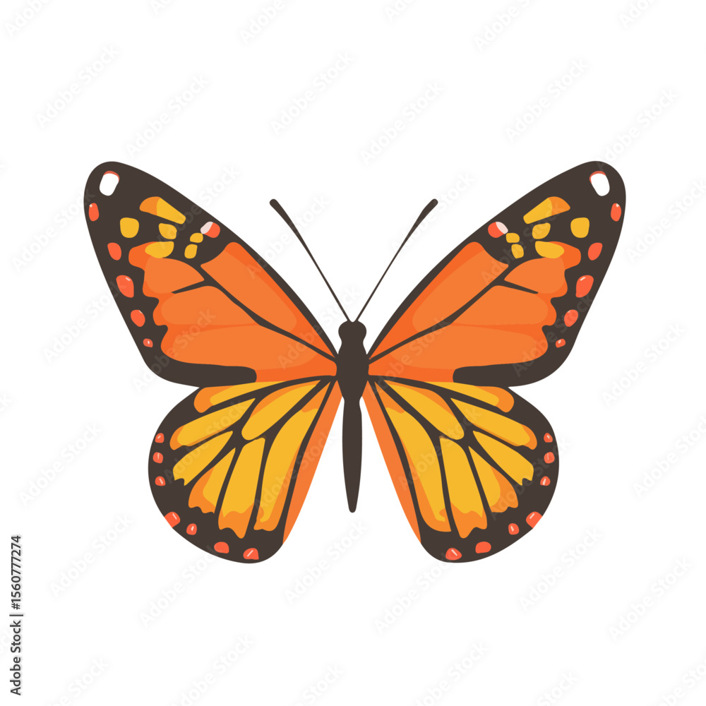 Obraz premium Butterfly, flat style 2D vector image, isolated on a white background