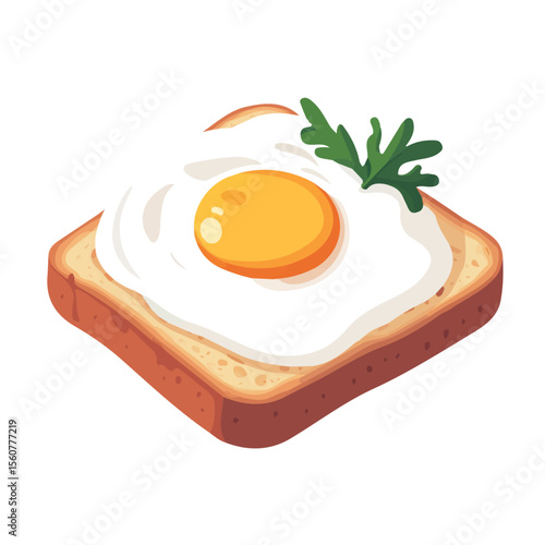 2D flat vector illustration of a Croque Madame in icon style, isolated on white background
