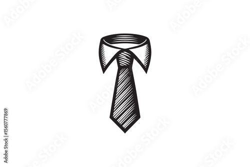 A tie silhouette with a simple, understated design set against a white background Simple