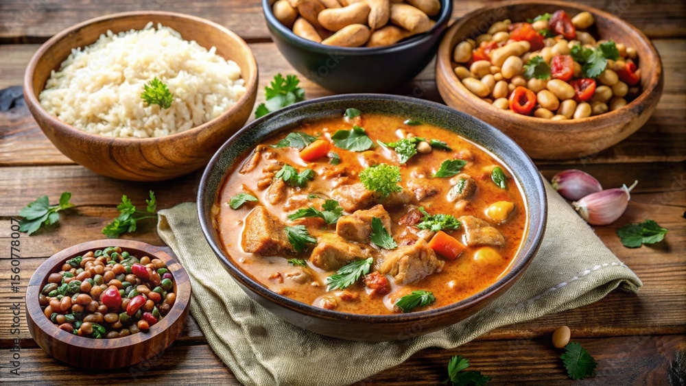 Zimbabwean dovi — peanut butter stew served with sadza on a traditional wooden plate Zimbabwean dovi — peanut butter stew served with sadza on a traditional wooden plate