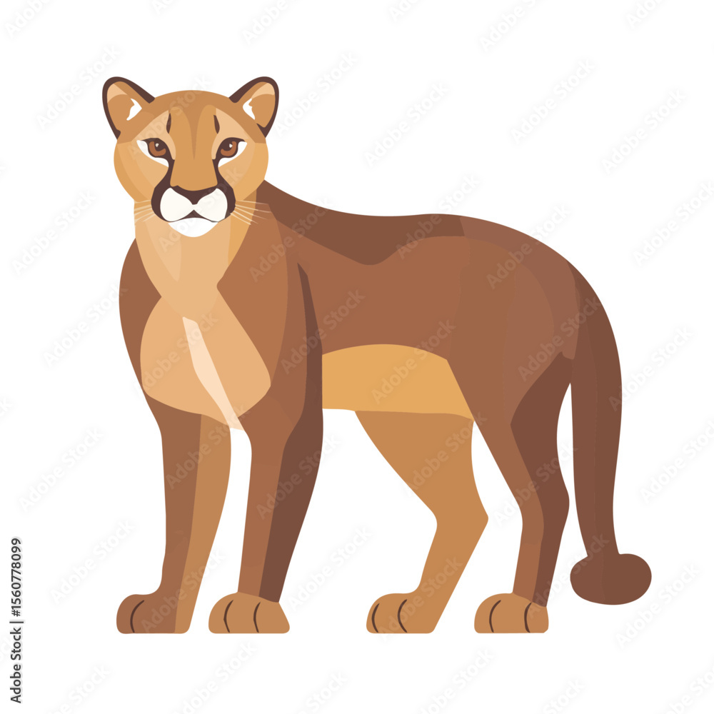 Obraz premium Minimal flat vector of a Cougar, 2D icon-style illustration on white background