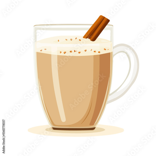 2D flat vector illustration of a Chai Tea in icon style, isolated on white background