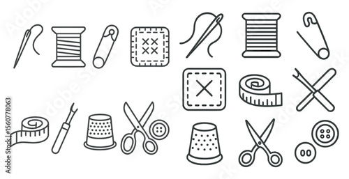 Collection of sewing tools and supplies. Concept of creativity and craftsmanship