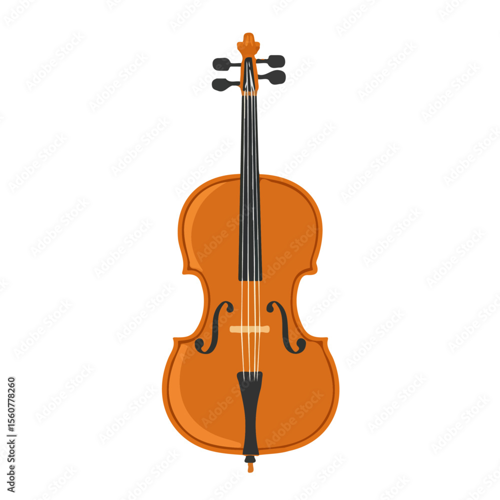 Fototapeta premium Flat 2D Cello Bow Frog illustration, vector graphic in icon style, on white background