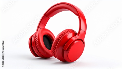 Red headphone isolated on white