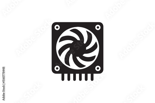 A cpu coller silhouette with a simple, understated design set against a white background Simple