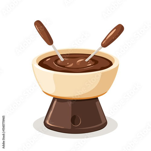 Minimal flat vector of a Chocolate Fondue, 2D icon-style illustration on white background