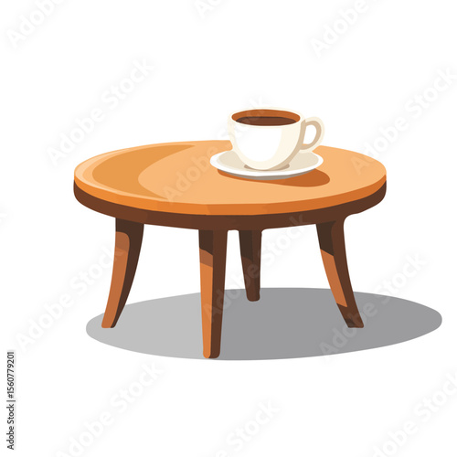 Coffee Table, flat style 2D vector image, isolated on a white background