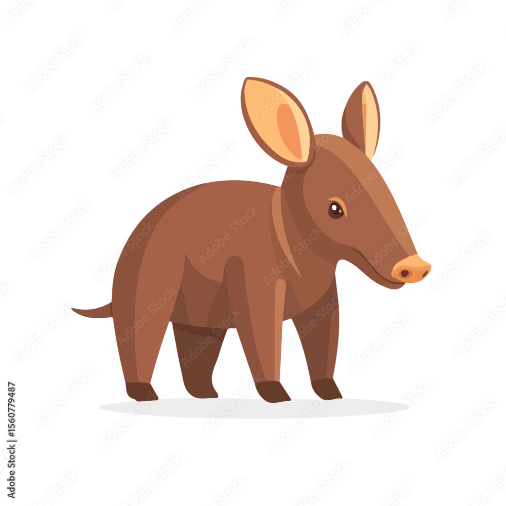 Fototapeta premium 2D flat vector illustration of a Aardvark in icon style, isolated on white background