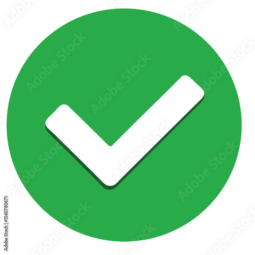 Green check mark emoji icon, approval button sign