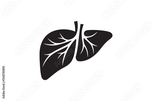 A liver silhouette with a simple, understated design set against a white background Simple