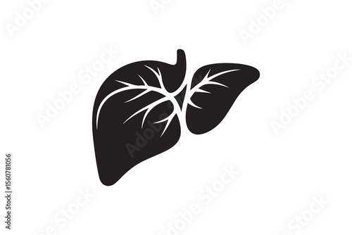 A liver silhouette with a simple, understated design set against a white background Simple