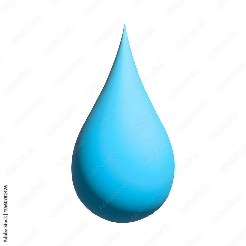 3D blue water droplet, isolated on transparent background 3D blue water droplet, isolated on transparent background