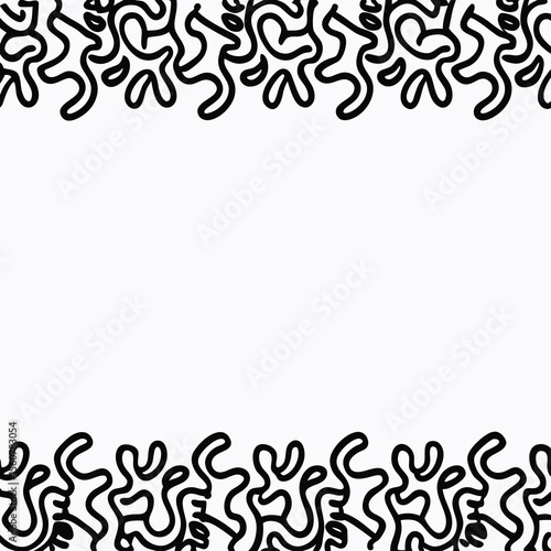 Abstract black line art decorative border on a crisp white background design.