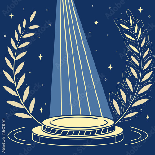 Award Ceremony Podium Under Spotlight at Night