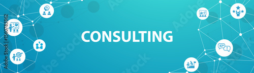 Consulting vector. Concept with icons related to advice and support, consultant and adviser, professional assistance for decision-making or negotiation or audit, analysis and consultation.