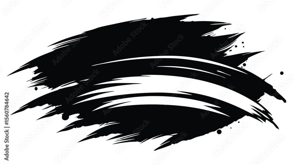 Naklejka premium Abstract brush strokes and ink splatters graphic element with transparency for design projects
