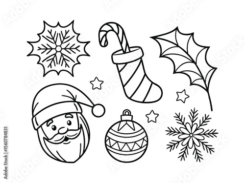 Christmas A4 colouring page, santa and candy filled stocking
