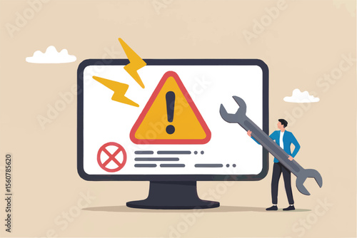 Computer error and repair concept isolated on transparent background