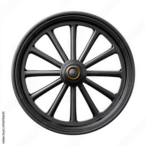 Black Metal Wagon Wheel Sixteen Spokes Gold Hub black wheel