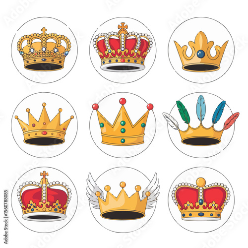 Premium Vector Collection of Royal Crowns and Fantasy Hat Icons for Creative Design and Branding Projects