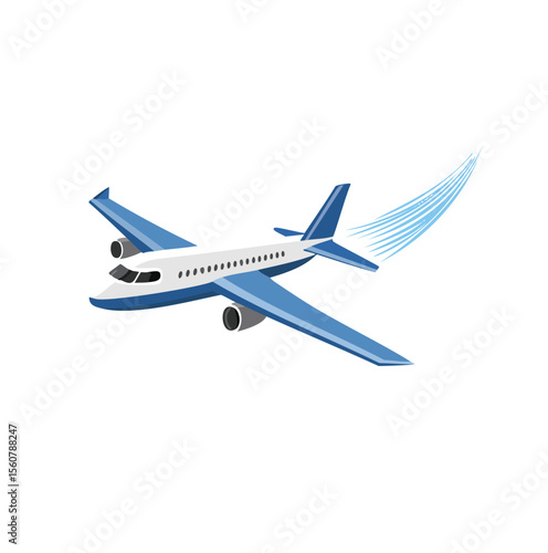 Blue jetliner soaring